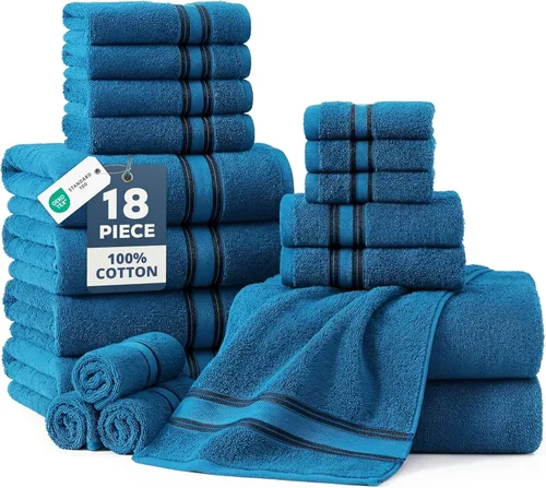 Miniatura 51 de Lane Linen Juego de 4 toallas de baño de 100 % algodón (35 x 66 pulgadas), juego de toallas de baño extragrandes de algodón sin torsión, secado Gris