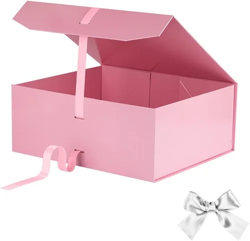 Miniatura 2 de GoooodGift Caja de regalo rosa grande de 13 x 11 x 5.3 pulgadas, cajas de regalo rosas para regalos con tapa de cierre magnético, caja de regalo