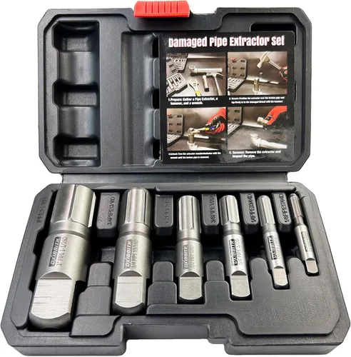 Juego de extractor de tuberías, 6 piezas de extractores de tubos rotos de acero resistente para quitar tubos roscados dañados y accesorios de 1/8