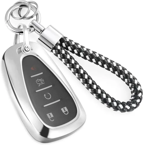Miniatura 88 de Funda para llavero GMC con llavero de cuerda trenzada de metal antipérdida, exquisita funda suave para Tahoe Acadia Terrain Yukon Yukon XL Silverado