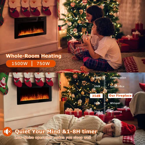 Miniatura 3 de Vitesse Chimenea eléctrica ultrafina de 30 pulgadas, con bisel estrecho, calentador de chimenea lineal empotrado en la pared, control remoto