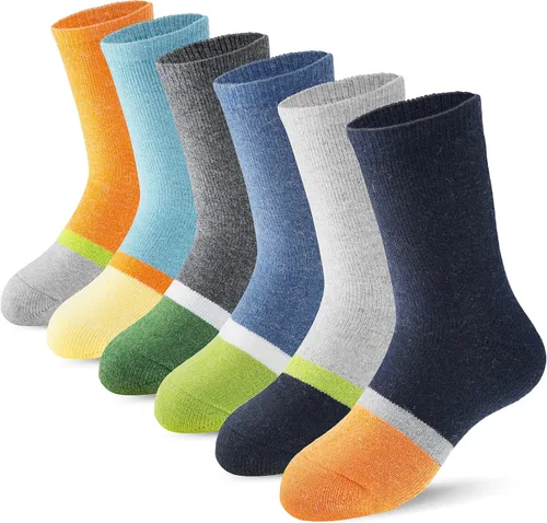 Miniatura 49 de ANTSANG Calcetines de Lana, Calcetines Térmicos Cálidos y Gruesos Tipo Crew Boot para Niños Pequeños, Niños y Niñas, 6 Pares