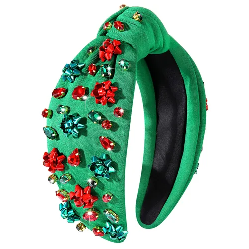 Miniatura 29 de mokkia Diadema de Navidad para Mujeres Accesorios de Navidad Lazo de Navidad Reno Copo de Nieve Diadema Rojo Verde Joyería con Perlas y Pedrería