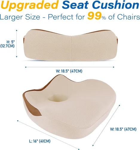 Miniatura 7 de Cojín de asiento de coche: cojín ergonómico de espuma viscoelástica para aliviar el dolor de ciática, almohada de asiento de conducción más grande