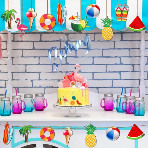 Miniatura 7 de Chunful 30 adornos de árbol de verano para Navidad en julio, decoración colgante de madera para playa, rebanadas de madera, adornos de árbol