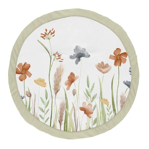 Miniatura 5 de Sweet Jojo Designs Tapete de juego para bebé con diseño de girasoles para bebé, color amarillo, verde y blanco, acuarela de granja