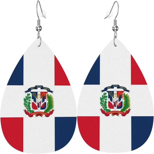 Miniatura 24 de Pendientes de bandera de país en forma de lágrima para mujer, ligeros, de cuero, colgantes, joyería patriótica para regalos