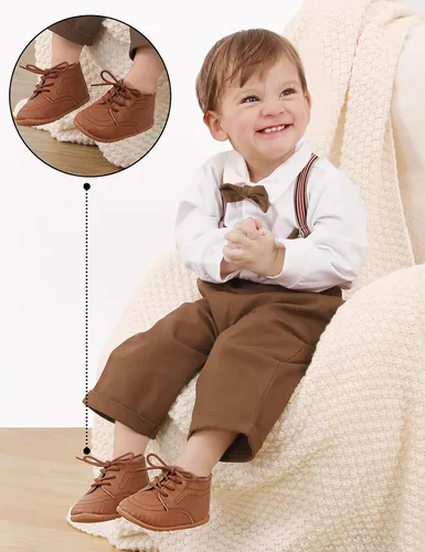 Miniatura 3 de AGJ Zapatos de vestir Oxford para bebés, niños y niñas, de piel sintética, suela suave, zapatos antideslizantes para caminar y bodas