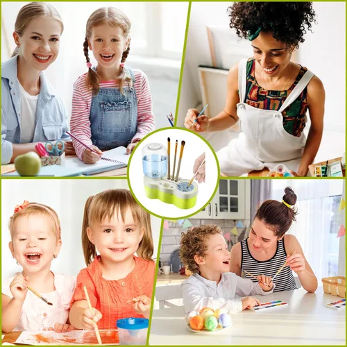 Miniatura 6 de Limpiador de pinceles de pintura para niños 2026 para circulación de agua, limpiador de pinceles de pintura con drenaje dispensador de agua