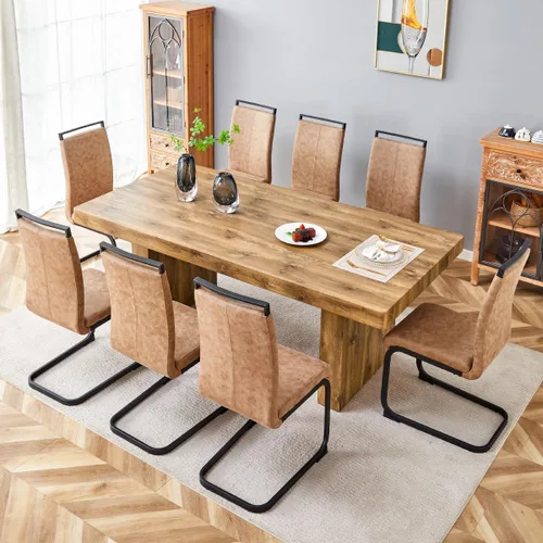 Miniatura 23 de gopop Rustic Modern 79" Rectangular Dining Table, Solid Wood Farmhouse Kitchen Table with Sturdy Legs, Wooden Dining Room Table for 6–10 People