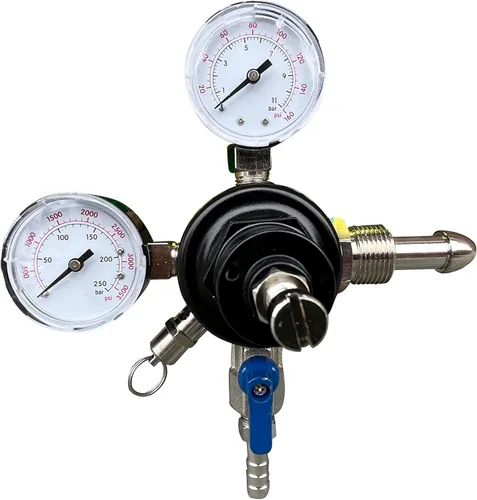 Regulador de cerveza de nitrógeno CGA580 Regulador de nitrógeno de café Kegerator Regulador de presión de aire de gas de doble calibre con presión