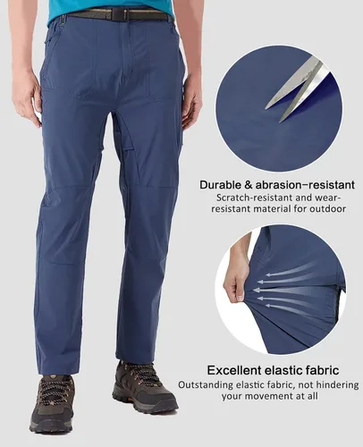 Miniatura 4 de FEIXIANG Pantalones de senderismo para hombre, ligeros, tácticos, de secado rápido, impermeables, con 4 bolsillos con cremallera