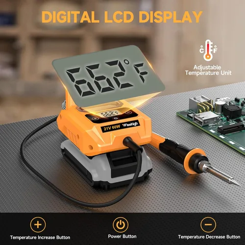 Miniatura 3 de Estación de soldadura inalámbrica compatible con batería Dewalt de 20 V Max, pantalla digital, estación de soldadura de calentamiento rápido