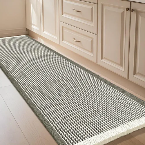 Miniatura 62 de IM HOME Tapete de baño de punto gofre, color caqui, de 24 x 17 pulgadas, tejido bohemio, moderno, absorbente, antideslizante, suave, lavable
