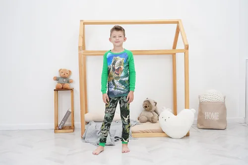 Miniatura 8 de Pijamas para niños, dinosaurio, cohete, espacio, 4 piezas, conjunto de ropa de dormir de 2 a 12 años