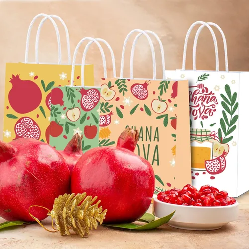 Miniatura 4 de DoneJPee 16 bolsas de regalo de Rosh Hashanah, bolsas de regalo de Año Nuevo judío Shana Tova, decoraciones de fiesta de Rosh Hashanah y suministros