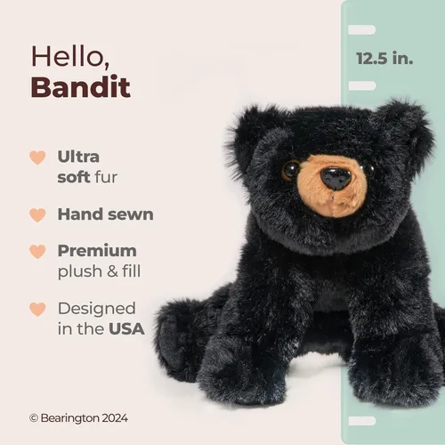 Miniatura 2 de Oso de peluche bebé Bandit de peluche de la colección Bearington, oso de peluche negro, 12.5" - Animales de peluche de peluche - Oso de peluche