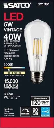 Miniatura 3 de Satco S21361 5ST19/CL/LED/930/E26-Paquete de 6