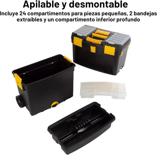 Miniatura 4 de Caja de herramientas portátil con ruedas, cómoda asa plegable y parte superior extraíble – Organizadores y almacenamiento de herramientas de Stalwart
