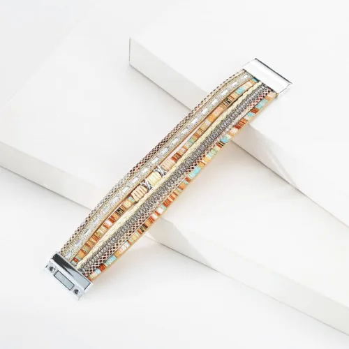Miniatura 3 de Pulsera multicapa de cuero Pulsera de señoras cierre de mujer