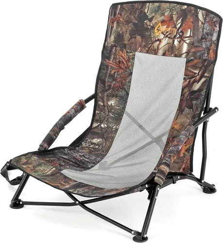 Miniatura 10 de ARROWHEAD OUTDOOR Silla ciega plegable portátil de caza de pavos con reposabrazos acolchado, pies sin hundimiento y correa para el hombro, Camuflaje