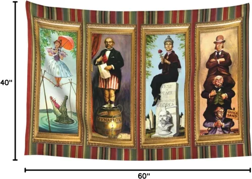 Miniatura 6 de Flurvivo Tapiz embrujado de 60 x 40 pulgadas, tapiz de terror de Halloween para colgar en la pared, arte de pared para decoración de fiesta temática