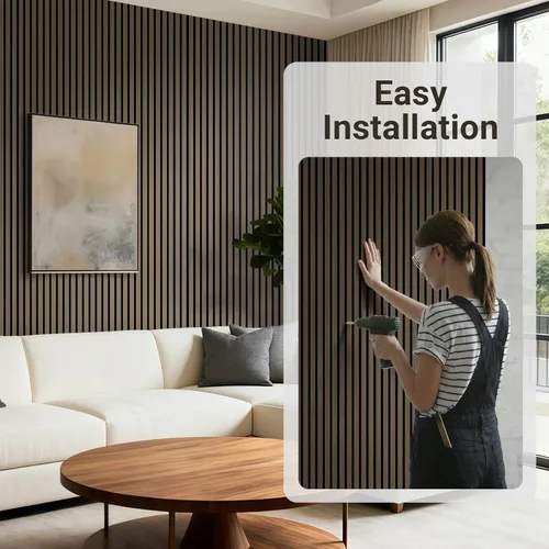 Miniatura 5 de AKK-Star - Paneles de pared de listones de madera acústica plegados, 1 paquete de 94.4 x 23.6 x 0.7 pulgadas, se pliega a 2 paneles de pared 3D
