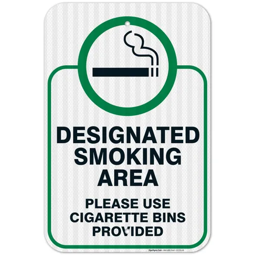 Miniatura 20 de Letrero designado para zona de fumar, letrero con texto en inglés "Please Use Cigarrette Bins Sign", 10 x 14 pulgadas, libre de óxido, aluminio 040
