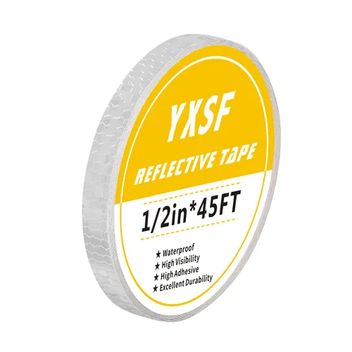 Miniatura 14 de Cinta de seguridad reflectante, tiras reflectantes amarillas de 1/2 pulgada x 45 pies, cinta reflectante impermeable de alta viscosidad para Amarillo