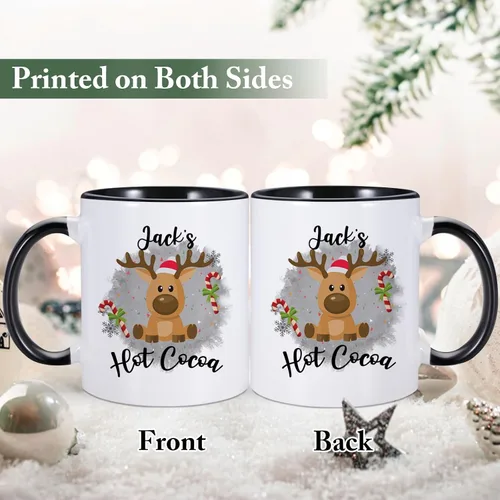 Miniatura 2 de Taza de Navidad con Nombre Personalizado, Tazas de Café de Navidad, Taza de Chocolate Caliente para Niños, Taza de Chocolate de 11 onzas, Taza de Té