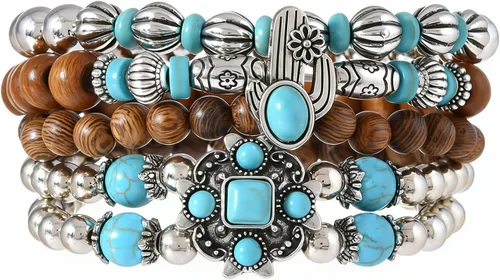 Miniatura 15 de Pulsera Gótica Ajustable de Cuero Trenzado Punk Multicapa de Estilo Grunge, Conjunto de Pulseras Emo con Brazalete de Metal, Envoltura
