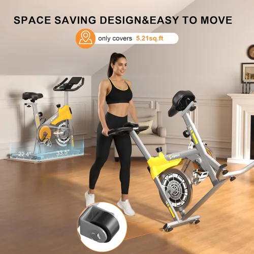 Miniatura 8 de Exercise Bikes for Home,Spin Bike with Adjustable Magnetic,Brake Pad Resistance Silent Belt Drive,350lbs/300lbs Weight Capacity &Upgraded Version