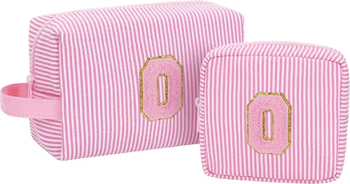 Miniatura 24 de MONSTINA Cesta de Pascua para adolescentes, bolsa de maquillaje con inicial, bolsa de cosméticos personalizada para niñas y mujeres, bonita bolsa