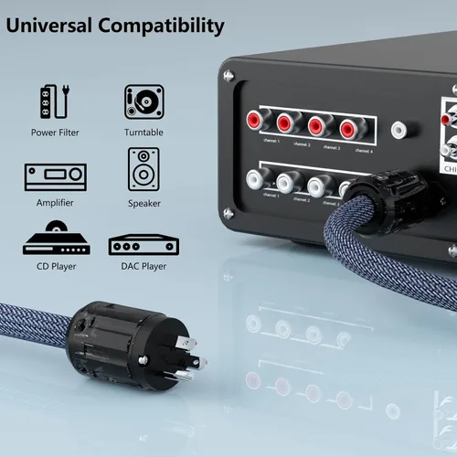 Miniatura 7 de Monosaudio Cable de alimentación de CA de audio HiFi, cable de alimentación con enchufes chapados en rodio de 3 clavijas, versión estadounidense