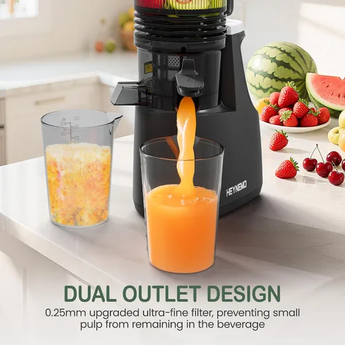 Miniatura 3 de Heynemo Máquinas exprimidoras de 5.9 pulgadas de ancho con canal de alimentación en frío para verduras y frutas enteras, máquinas exprimidoras