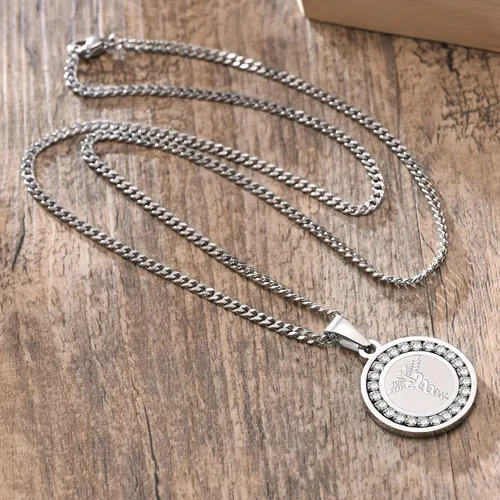 Miniatura 106 de VNOX Collar con colgante personalizado de acero inoxidable con grabado personalizado para identificación de alerta médica de emergencia para hombres