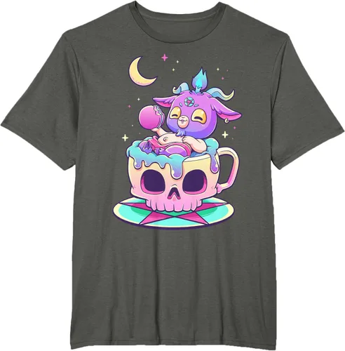 Miniatura 5 de Kawaii Pastel Goth Cute espeluznante Pentáculo Baphomet - Camiseta de cabra, Negro