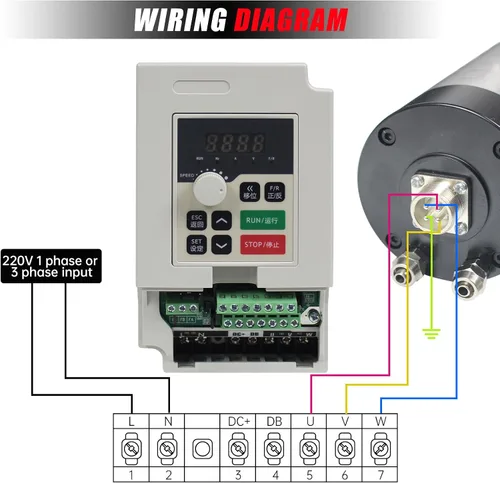 Miniatura 6 de Inversor VFD de 2.2KW 220V 11A 3HP Unidad de frecuencia variable 2200W husillo Control del motor Convertidor VSD 0-1000Hz con cable de extensión