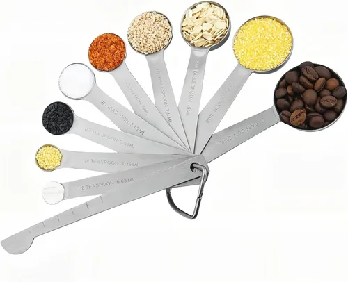 Miniatura 3 de Juego de tazas y cucharas medidoras, juego de tazas y cucharas medidoras de acero inoxidable 18/8 para cocina y hornear, tazas métricas de alta
