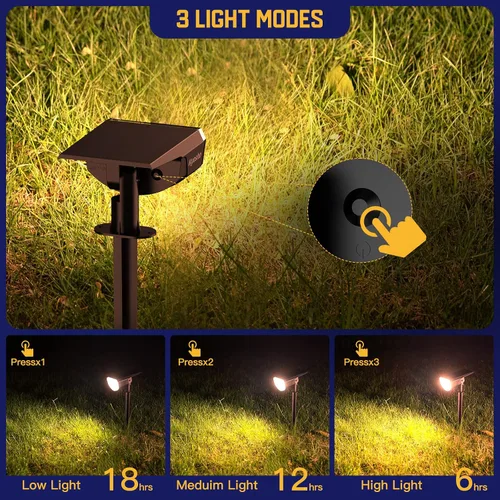 Miniatura 2 de Kyosho Luces solares para exteriores impermeables IP67, 38 luces LED solares para exteriores, foco de paisaje 2 en 1 con 3 modos para césped, Cálido