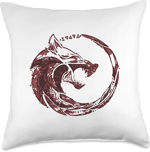 Miniatura 5 de Red Fenrir Norse Wolf Odin Nordic Valhalla Mjolnir Almohada de 16 x 16 pulgadas, multicolor