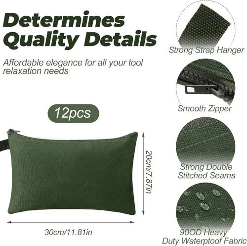 Miniatura 2 de Eccliy 12 bolsas de herramientas de lona con cremallera de 16 onzas, bolsa de utilidad resistente, organizador de almacenamiento multiusos de 11.8 x
