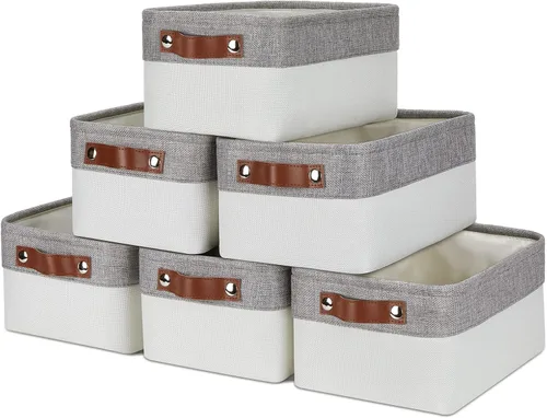 Miniatura 45 de DULLEMELO Juego de 4 cubos de almacenamiento, cesta de almacenamiento de tela para estantes, armario, cuarto del bebé, almacenamiento de juguetes