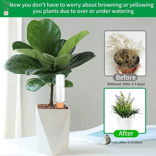 Miniatura 4 de Baxrou Estacas de Autoriego para Plantas Paquete de 12 Picos de Riego de Terracota para Plantas de Interior y Exterior, Dispositivos de Riego