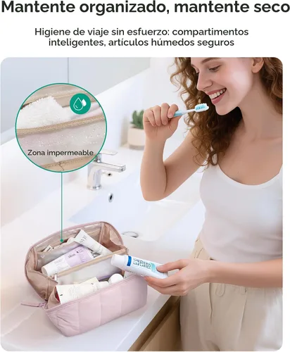 Miniatura 3 de BAGSMART Bolsa de Maquillaje de Viaje para Mujeres, Estuche Cosmético Portátil Resistente al Agua, Organizador de Maquillaje Acolchado Abultado