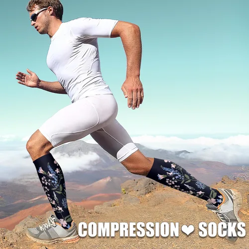 Miniatura 104 de Paquete de 3 pares de calcetines de compresión médica para mejorar la circulación de mujeres y hombres, para correr, hacer deporte y amamantar