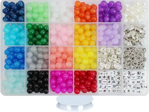 1000 cuentas de cristal de 0.315 pulgadas para hacer joyas, pulseras y suministros de cuentas, cuentas de jade imitativas, cuentas espaciadoras de