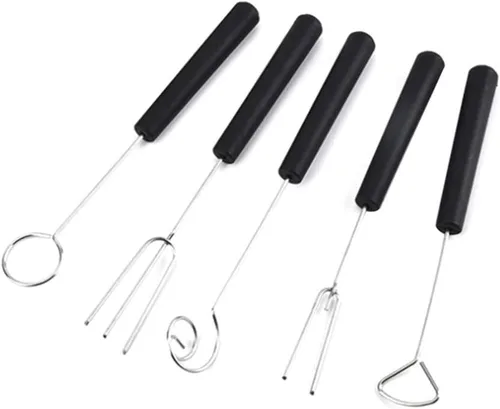 5 uds de acero inoxidable chocolate tenedor tenedor fondue caramelo caker frutos secos fruta DIY decoración herramienta (plata)