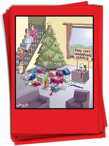 Miniatura 13 de NobleWorks - 12 divertidas tarjetas navideñas de dibujos animados con sobres - Divertido humor cómico en caja, saludos navideños
