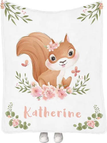 Miniatura 18 de Manta personalizada para niñas con nombre, manta personalizada de perezoso y mariposa, manta de forro polar suave para recién nacidos, baby shower